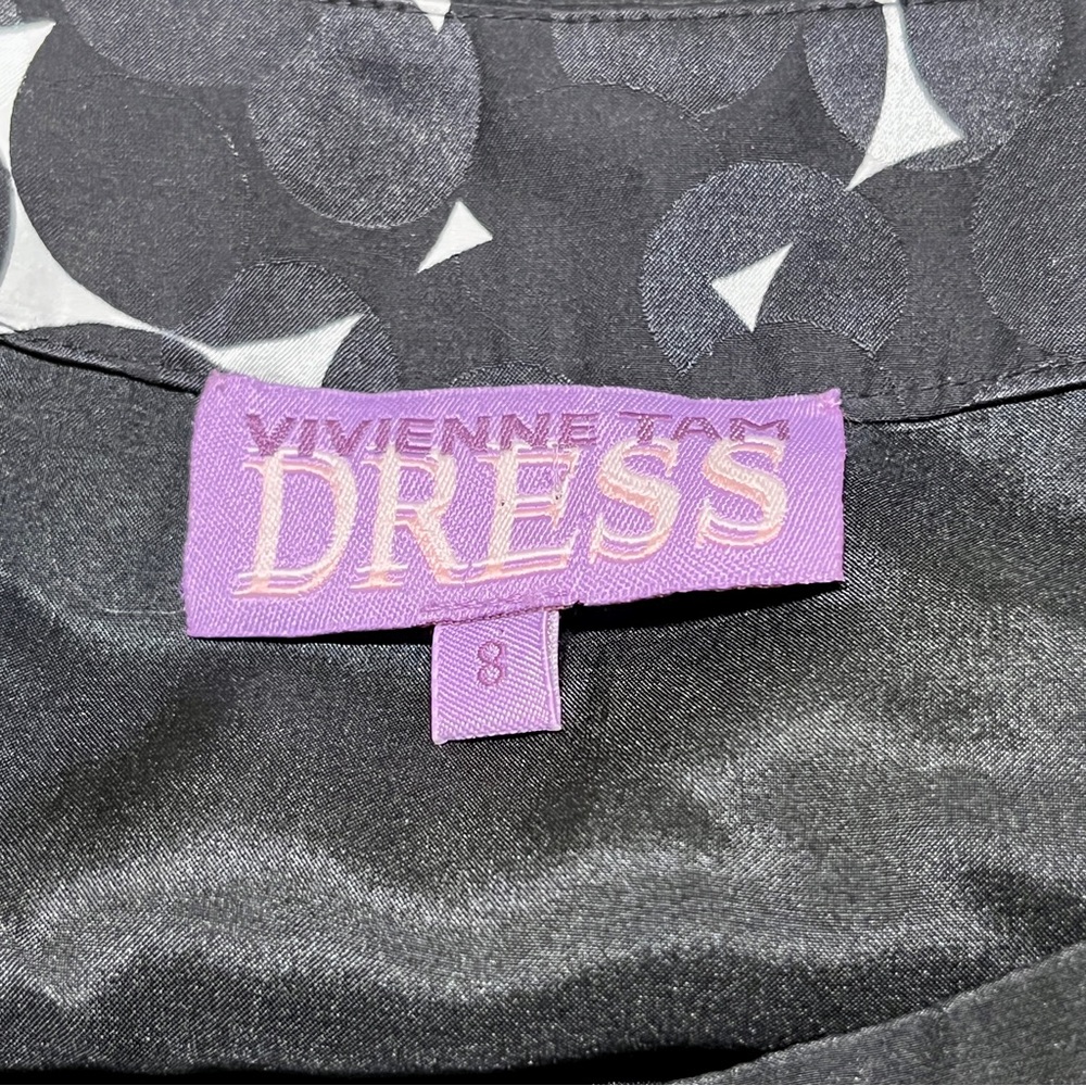 VIVIENNE TAM Silk Polka‎ Dot Sheath Dress Sz 8 Black White Office Work Career - Picture 9 of 11